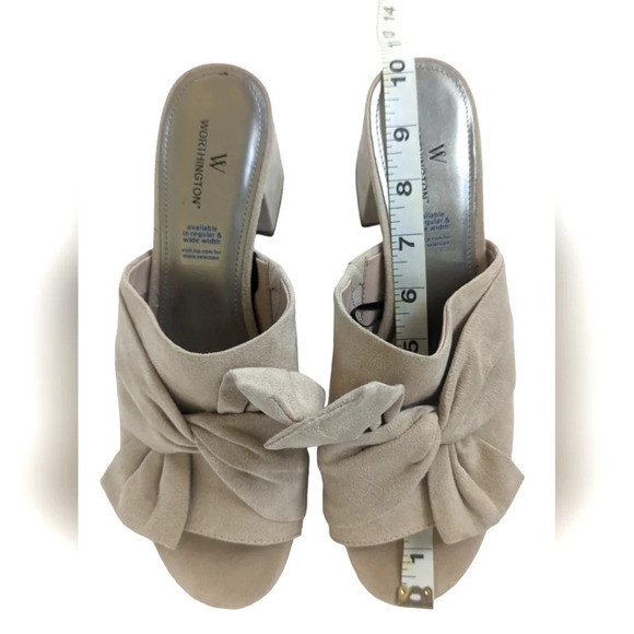 Worthington Nude (Beige) Freemont Style Twist Bow Chunky Heel Mules – Size 9.5 - Picture 2 of 7